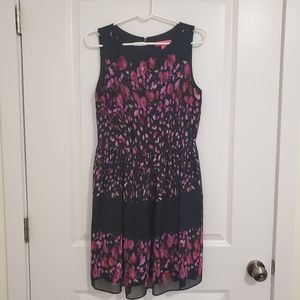 Betsey Johnson Black and purple floral dress size6